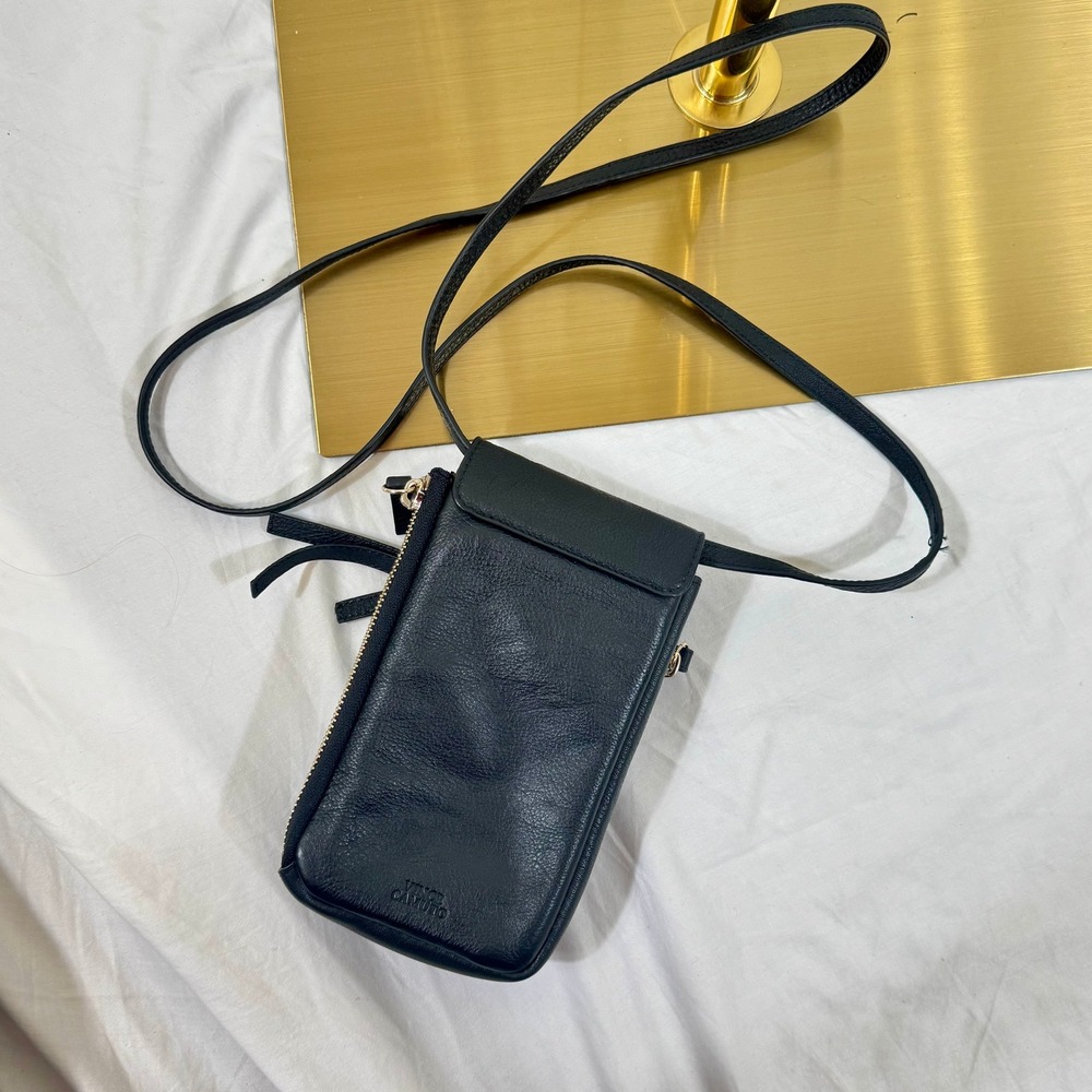 Vince Camuto Cory Phone Crossbody Bag Women's OS Black Leather Minimalist